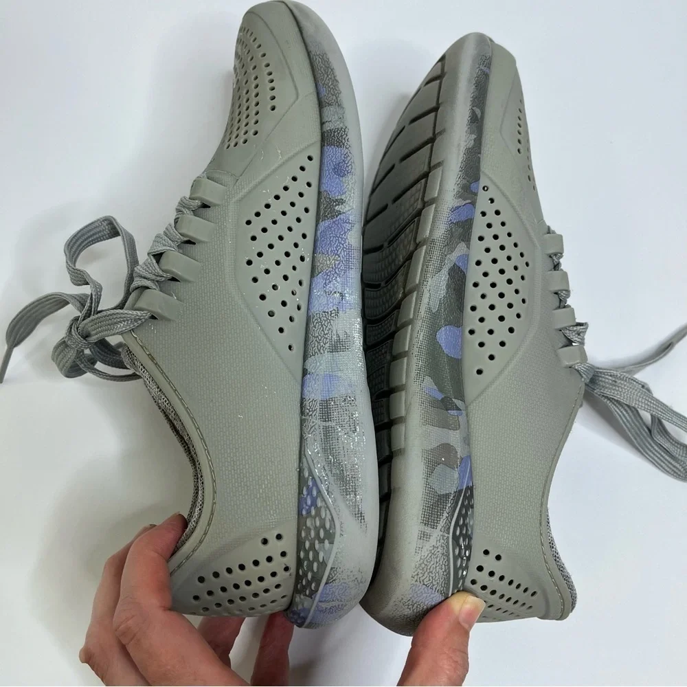 CROCS LiteRide Pacer Gray Perforated Lace-Up Shoes 206494 Women's 6W